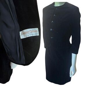vintage 50s 60s black velvet skirt suit Country Clothes Handmacher 12‎